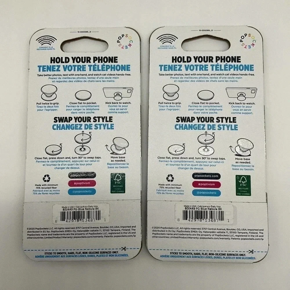 Popsockets Set of 2 Blue Nebula Expandable Galaxy Phone Grip